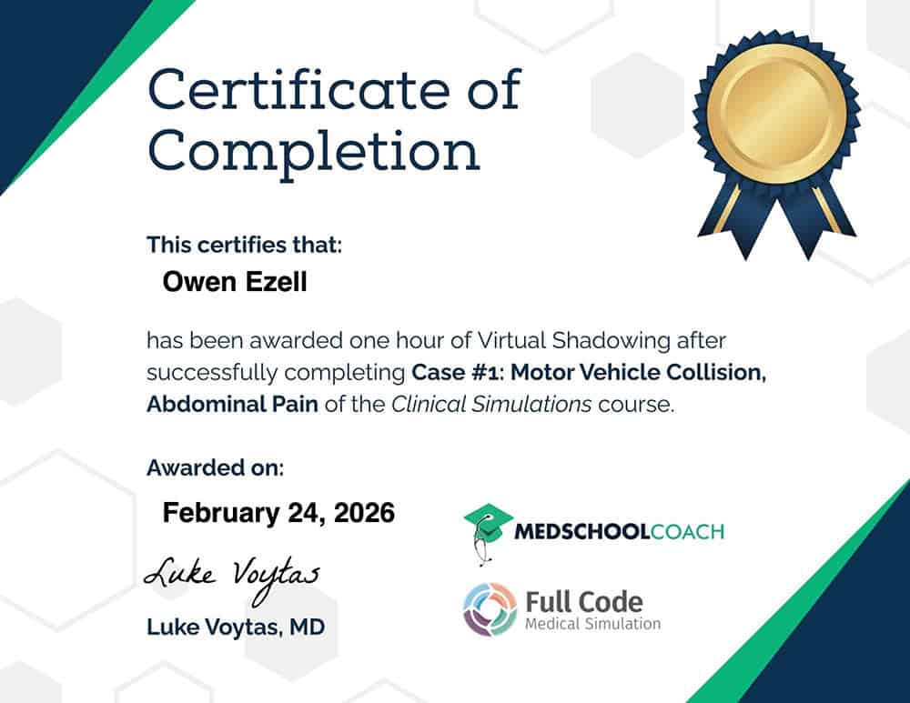 Certificate for Virtual Shadowing - Example